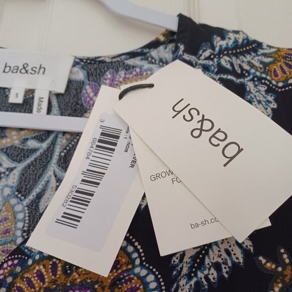 ba&sh Volver Dress Black Multi Floral Boho S NWT - Picture 14 of 14